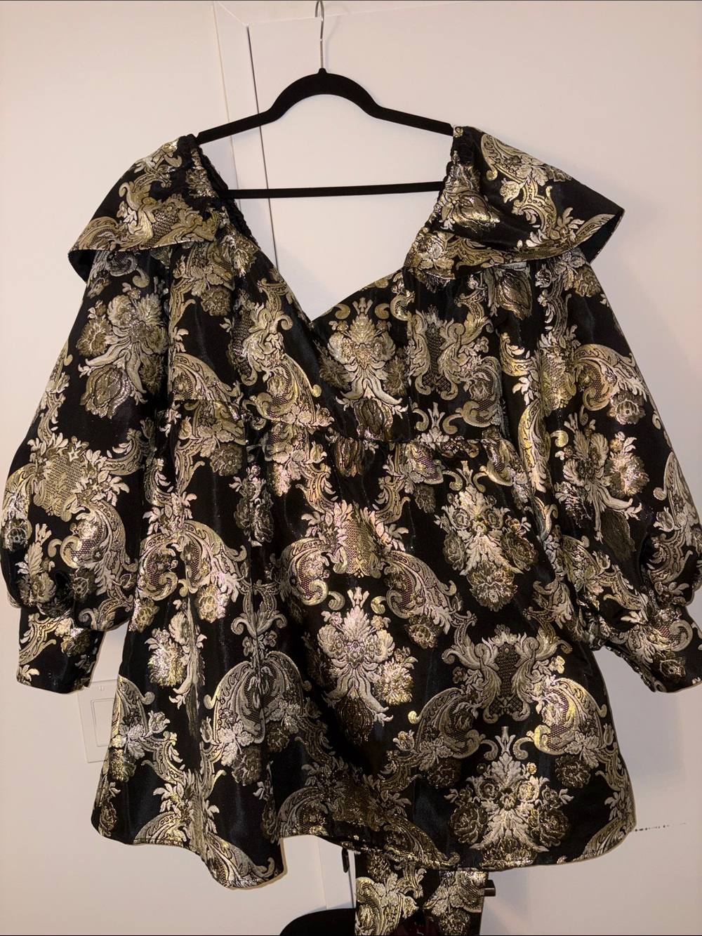 ASOS Black and Gold Brocade Mini Dress